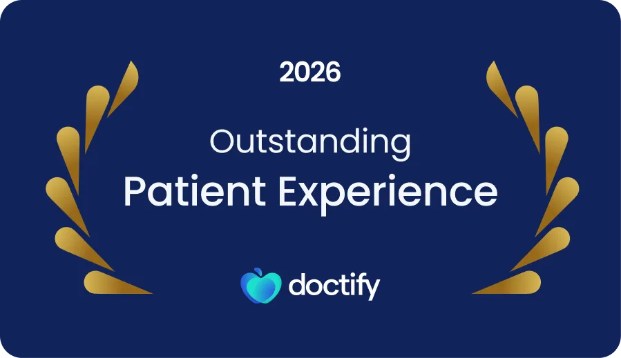Doctify Outstanding Patient Experience 2026 badge awarded to Mr Rahul Gore, consultant gynaecologist in Kent