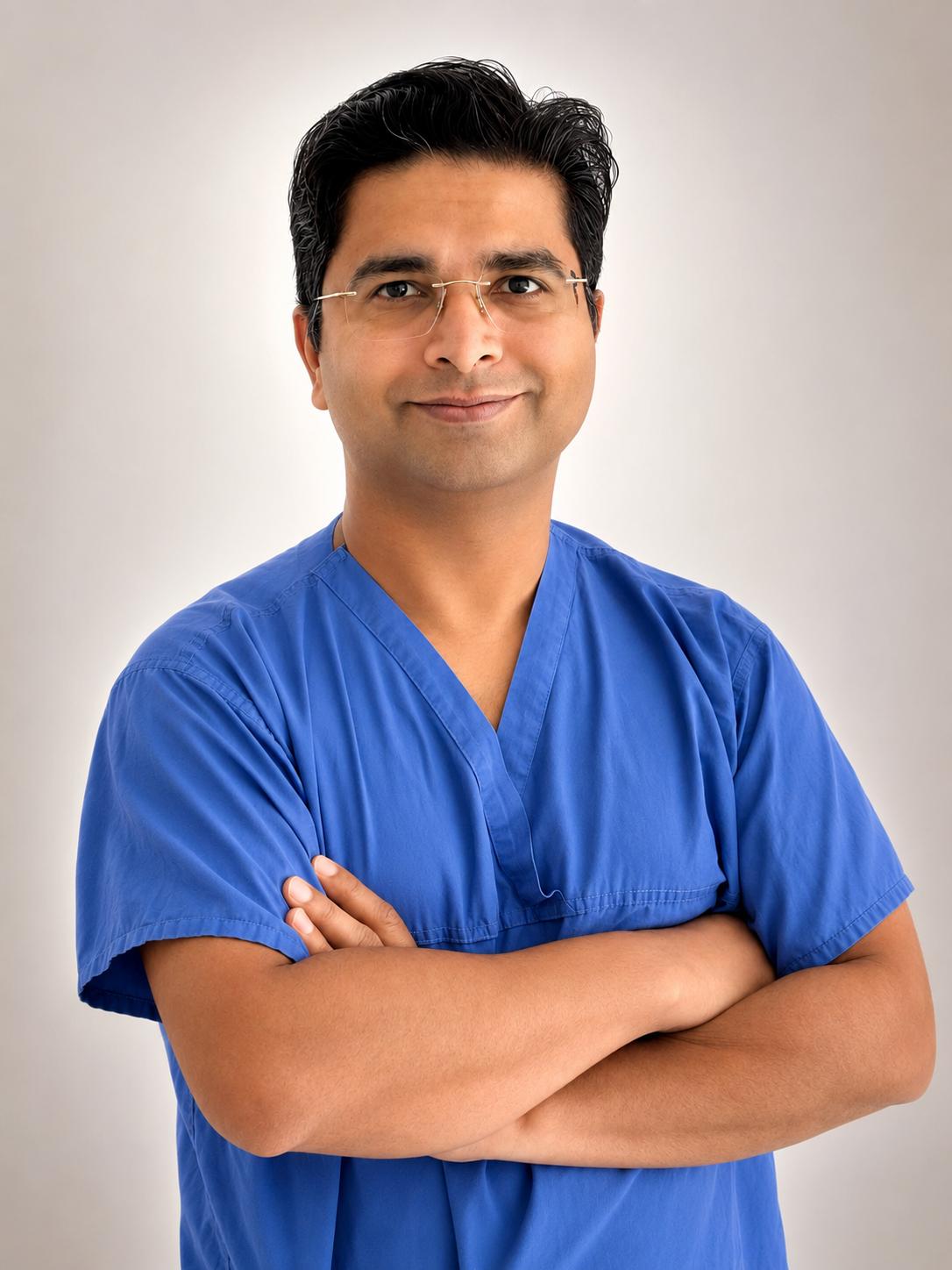 Mr Rahul Gore in surgical scrubs